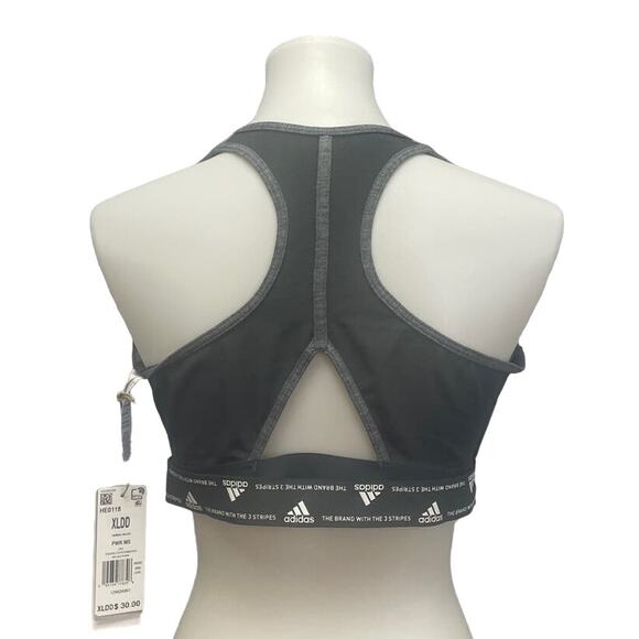 New Adidas XL 48DD Gray Medium Support Removeable Pads Training Sports Bra - Picture 4 of 5